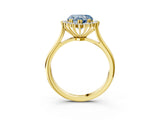 Yellow gold Fancy Blue Heart  Cut Diamond Halo Ring with Solitaire Band and Prong Setting_56