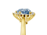 Yellow gold Fancy Blue Heart  Cut Diamond Halo Ring with Solitaire Band and Prong Setting_58