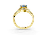 Yellow gold Fancy Blue Heart Cut Diamond Halo Ring with Split Shank and Bezel Accents and Four-Prong Setting_3