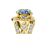 Yellow gold Fancy Blue Heart Cut Diamond Halo Ring with Split Shank and Bezel Accents and Four-Prong Setting_5