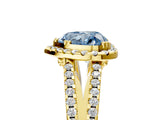 Yellow gold Fancy Blue Heart Cut Diamond Halo Split Shank Engagement Ring_44