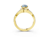 Yellow gold Fancy Blue Heart Cut Diamond  Halo Twist Band Solitaire Prong Setting Ring_27