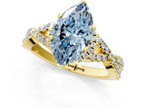 Yellow gold Fancy Blue Heart Cut Diamond  Halo Twist Band Solitaire Prong Setting Ring_43