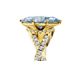 Yellow gold Fancy Blue Heart Cut Diamond  Halo Twist Band Solitaire Prong Setting Ring_47