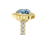 Yellow gold Fancy Blue Heart  Cut Diamond Milgrain Floral Halo Engagement Ring with Pavé Band_20