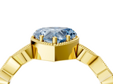 Yellow gold Fancy Blue Heart  Cut Diamond Milgrain Marquise Band with Prong Setting_7