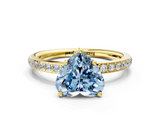 Yellow gold Fancy Blue Heart  Cut Diamond Pavé Band Ring with Four-Prong Setting_23