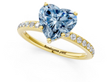 Yellow gold Fancy Blue Heart  Cut Diamond Pavé Band Ring with Four-Prong Setting_24