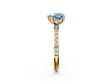Yellow gold Fancy Blue Heart  Cut Diamond Pavé Band Ring with Four-Prong Setting_25