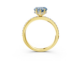 Yellow gold Fancy Blue Heart  Cut Diamond Pavé Band Ring with Four-Prong Setting_26