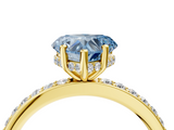 Yellow gold Fancy Blue Heart  Cut Diamond Pavé Band Ring with Four-Prong Setting_27