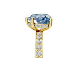 Yellow gold Fancy Blue Heart  Cut Diamond Pavé Band Ring with Four-Prong Setting_28