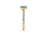 Yellow gold Fancy Blue Heart Cut Diamond Pavé Band Solitaire Ring with Prong Setting_80