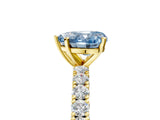 Yellow gold Fancy Blue Heart Cut Diamond Pavé Band Solitaire Ring with Prong Setting_83