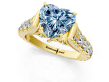 Yellow gold Fancy Blue Heart  Cut Diamond Pavé Band Solitaire with Four-Prong Setting_16