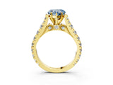 Yellow gold Fancy Blue Heart  Cut Diamond Pavé Band Solitaire with Four-Prong Setting_18