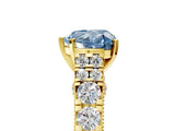 Yellow gold Fancy Blue Heart  Cut Diamond Pavé Band Solitaire with Four-Prong Setting_20