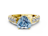 Yellow gold Fancy Blue Heart  Cut Diamond Pavé Band Solitaire with Four-Prong Setting_3