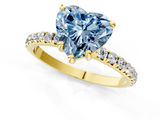 Yellow gold Fancy Blue Heart  Cut Diamond Pavé Band Solitaire with Four-Prong Setting_4