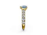 Yellow gold Fancy Blue Heart  Cut Diamond Pavé Band Solitaire with Four-Prong Setting_5