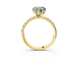 Yellow gold Fancy Blue Heart  Cut Diamond Pavé Band Solitaire with Four-Prong Setting_6