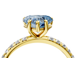 Yellow gold Fancy Blue Heart  Cut Diamond Pavé Band Solitaire with Four-Prong Setting_7