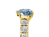 Yellow gold Fancy Blue Heart  Cut Diamond Pavé Band Solitaire with Four-Prong Setting_8