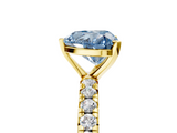 Yellow gold Fancy Blue Heart  Cut Diamond Pavé Band with Four-Prong Setting_25