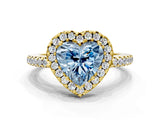 Yellow gold Fancy Blue Heart Cut Diamond Pavé Halo Ring with Four-Prong Setting_36