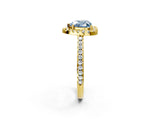 Yellow gold Fancy Blue Heart Cut Diamond Pavé Halo Ring with Four-Prong Setting_38