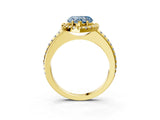 Yellow gold Fancy Blue Heart Cut Diamond Pavé Halo Ring with Four-Prong Setting_39