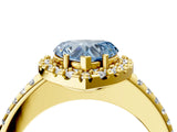 Yellow gold Fancy Blue Heart Cut Diamond Pavé Halo Ring with Four-Prong Setting_40