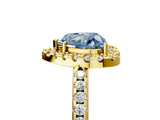 Yellow gold Fancy Blue Heart Cut Diamond Pavé Halo Ring with Four-Prong Setting_41