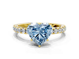 Yellow gold Fancy Blue Heart Cut Diamond Pavé Solitaire Engagement Ring with Four-Prong Setting_65