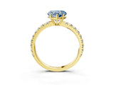 Yellow gold Fancy Blue Heart Cut Diamond Pavé Solitaire Engagement Ring with Four-Prong Setting_68