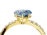 Yellow gold Fancy Blue Heart Cut Diamond Pavé Solitaire Engagement Ring with Four-Prong Setting_69