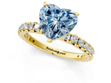 Yellow gold Fancy Blue Heart Cut Diamond Pavé Solitaire Ring with Round Band and Prong Setting_13