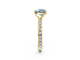 Yellow gold Fancy Blue Heart Cut Diamond Pavé Solitaire Ring with Round Band and Prong Setting_14