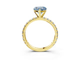 Yellow gold Fancy Blue Heart Cut Diamond Pavé Solitaire Ring with Round Band and Prong Setting_15