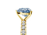 Yellow gold Fancy Blue Heart Cut Diamond Pavé Solitaire Ring with Round Band and Prong Setting_17