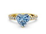 Yellow gold Fancy Blue Heart Cut Diamond Pavé Solitaire Ring with Round Band and Prong Setting_24