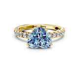 Yellow gold Fancy Blue Heart Cut Diamond Pave Band Solitaire Ring with Four-Prong Setting_50
