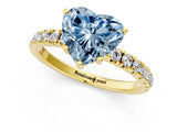 Yellow gold Fancy Blue Heart Cut Diamond Pave Band Solitaire Ring with Four-Prong Setting_51