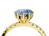 Yellow gold Fancy Blue Heart Cut Diamond Pave Band Solitaire Ring with Four-Prong Setting_54