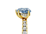 Yellow gold Fancy Blue Heart Cut Diamond Pave Band Solitaire Ring with Four-Prong Setting_55