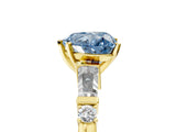 Yellow gold Fancy Blue Heart  Cut Diamond Ring with Baguette Side Stones, Channel Set Band, and Four-Prong Setting_29
