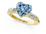 Yellow gold Fancy Blue Heart  Cut Diamond Ring with Baguette Side Stones, Channel Set Band, and Four-Prong Setting_4
