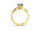 Yellow gold Fancy Blue Heart  Cut Diamond Ring with Baguette Side Stones, Channel Set Band, and Four-Prong Setting_6