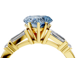 Yellow gold Fancy Blue Heart  Cut Diamond Ring with Baguette Side Stones, Channel Set Band, and Four-Prong Setting_7
