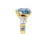 Yellow gold Fancy Blue Heart  Cut Diamond Ring with Baguette Side Stones, Channel Set Band, and Four-Prong Setting_8